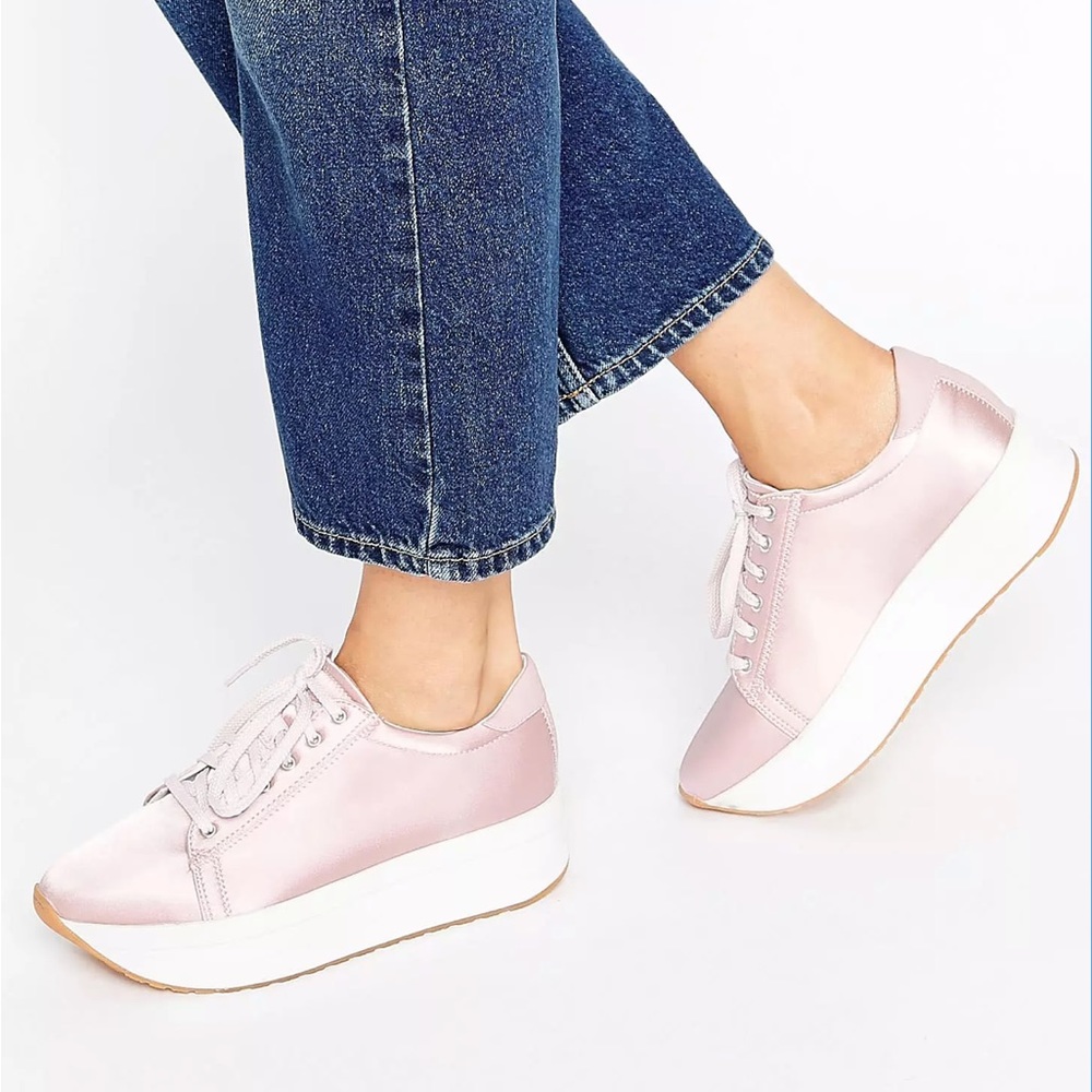Vagabond Pink Satin Casey Platform Sneaker